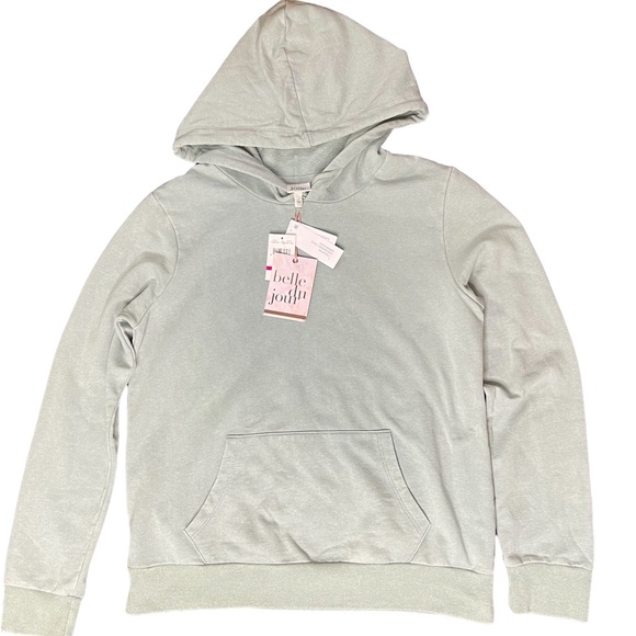 Belle du Jour Womens Pullover Hoodie Large L Cobalt Green Front Pocket Stretch - Picture 9 of 15